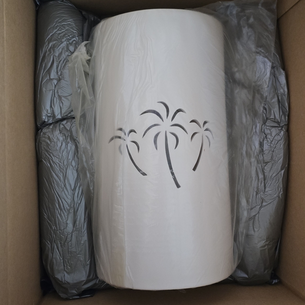 Ceramic Bisque Wall Sconce Lighting Fixture With Palm Tree Cutouts